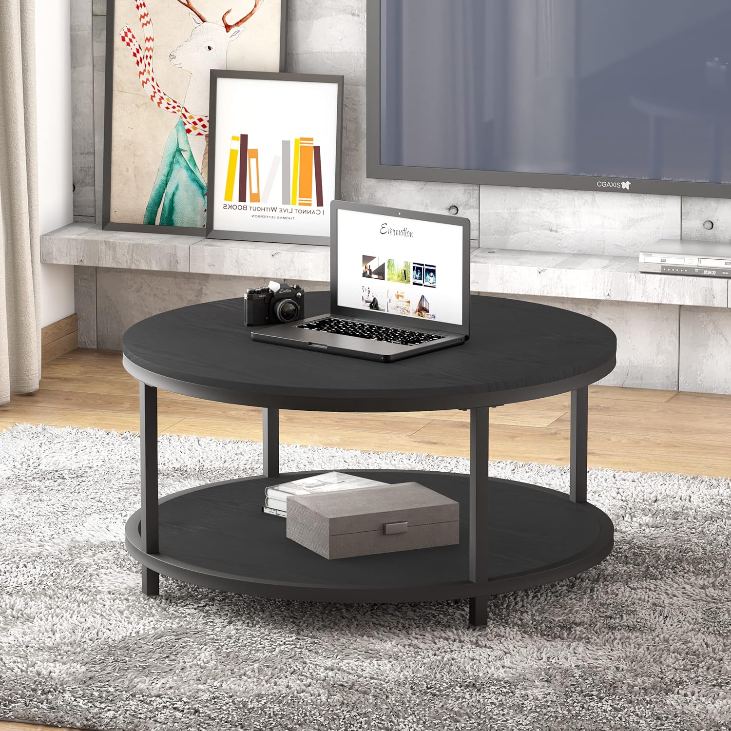 36" Rustic Round Coffee Table - Image 2