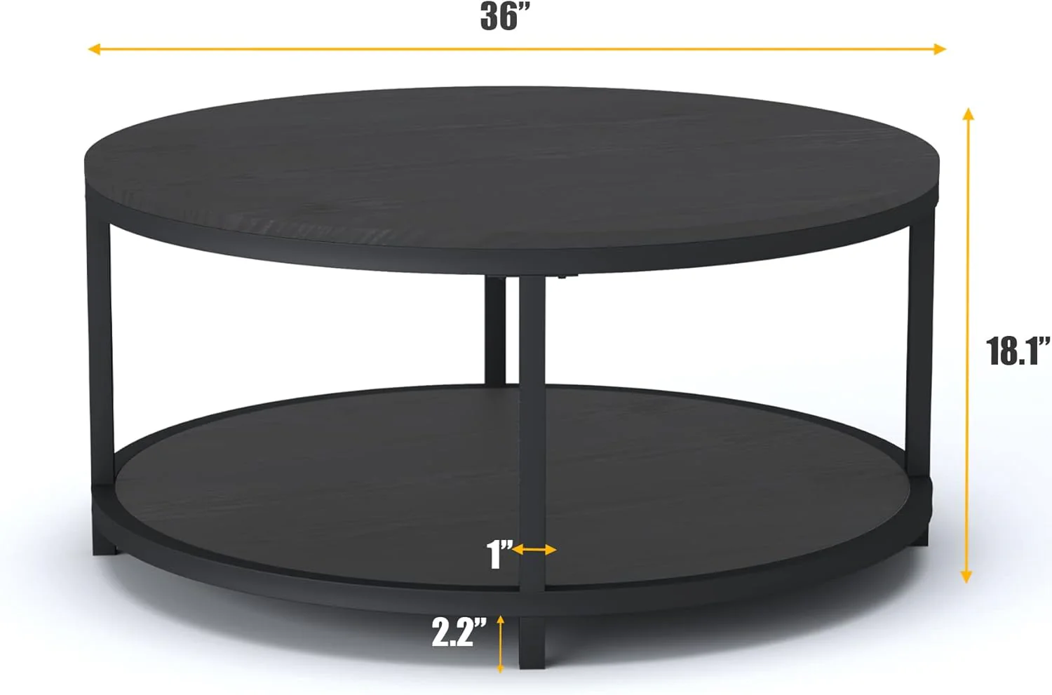 36" Rustic Round Coffee Table - Image 3