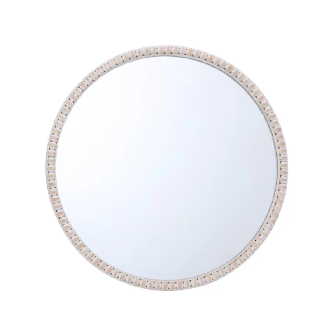 allen + roth 30" Round White Wash Framed Wall Mirror - Image 3