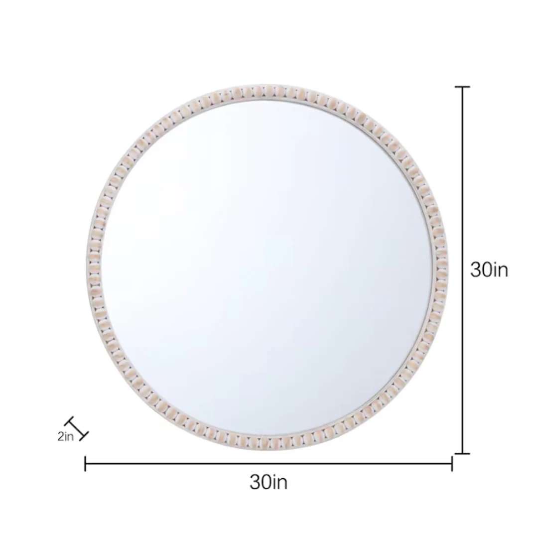 allen + roth 30" Round White Wash Framed Wall Mirror - Image 5