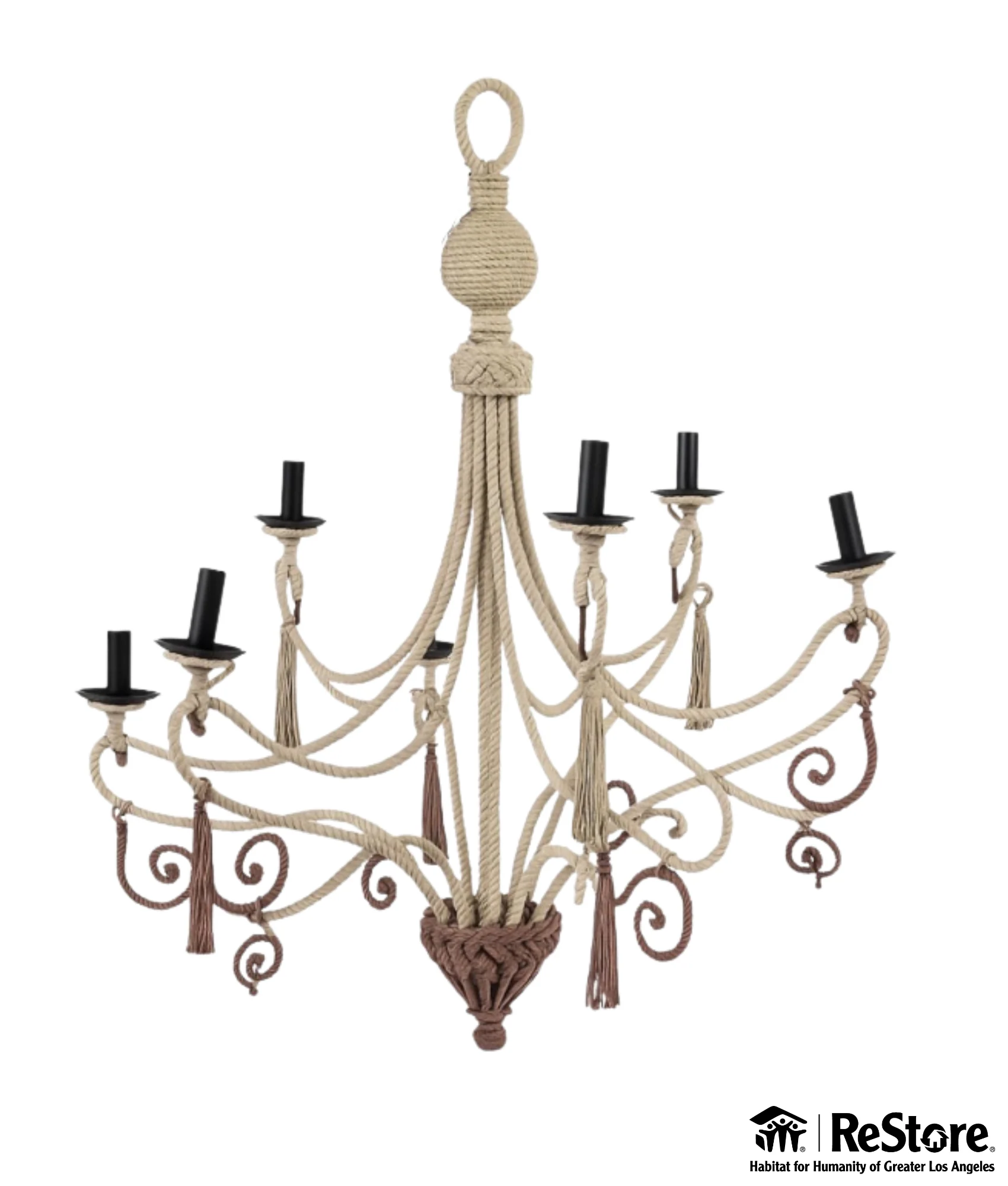Artisan Rope Wrapped Grand Chandelier 46” - Image 2