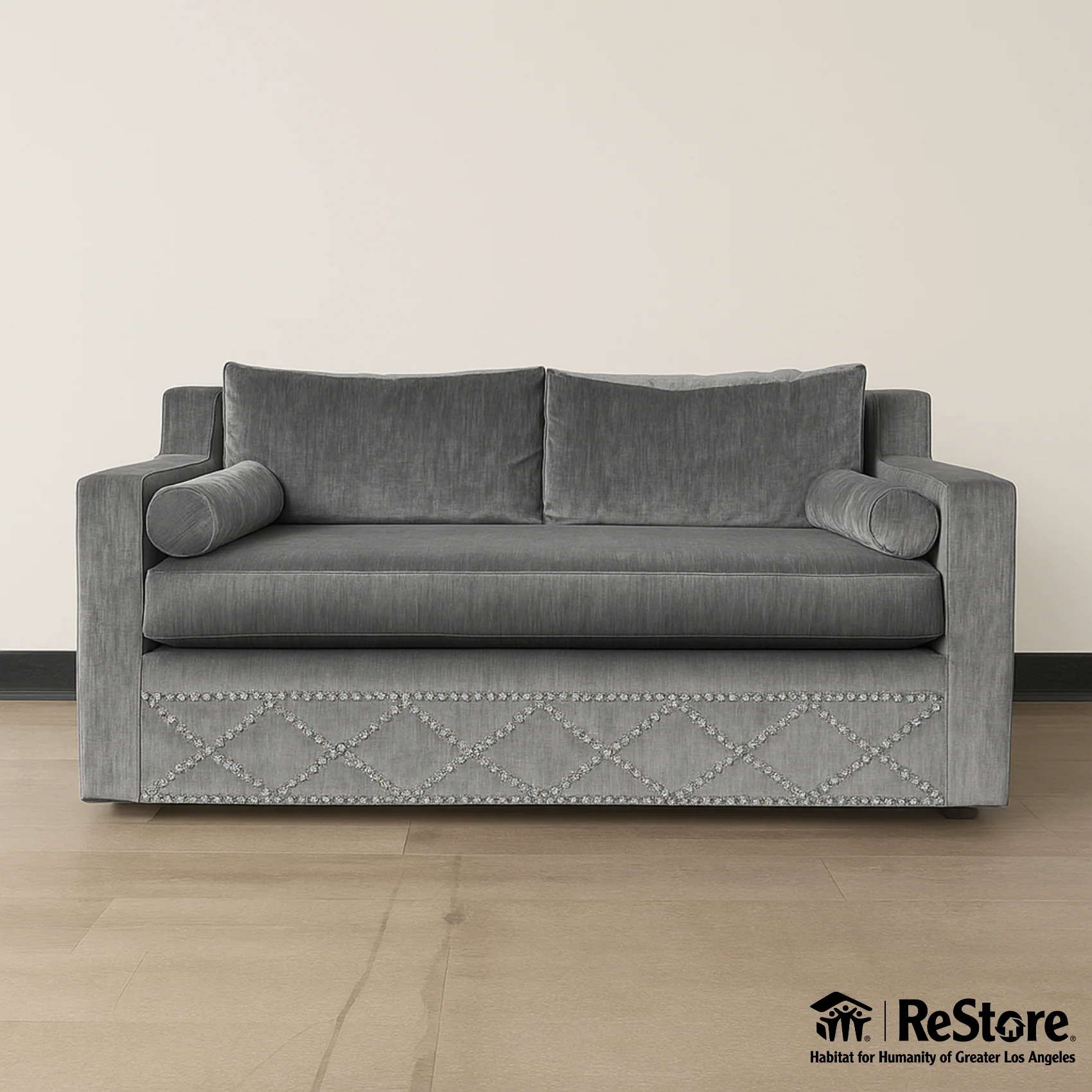 Bespoke Custom 66" Glam Tufted Crystal Nailhead Loveseat - Image 3