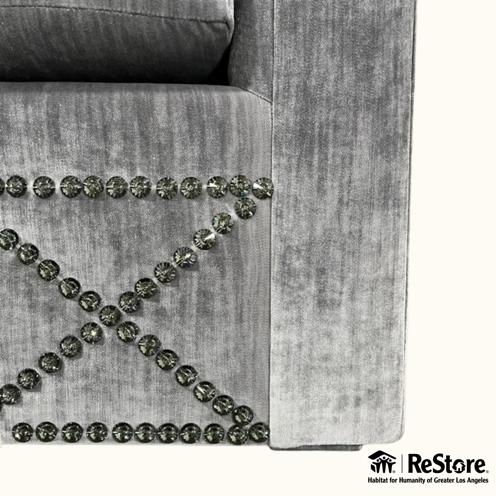 Bespoke Custom 66" Glam Tufted Crystal Nailhead Loveseat - Image 4