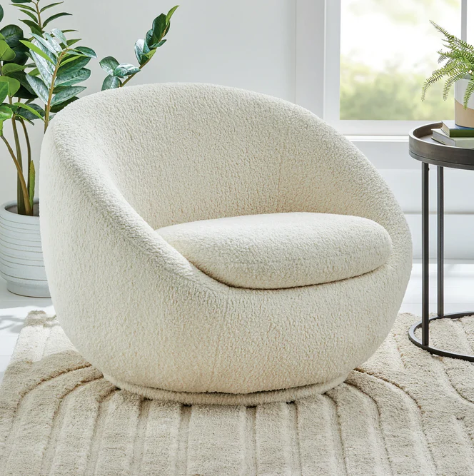 Better Homes & Gardens Mira Swivel Accent Chair, Cream Shearling - Image 6