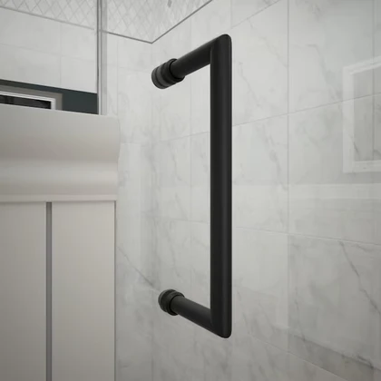 DreamLine Unidoor Plus Matte Black 31" x 72" Frameless Clear Glass Corner Hinged Shower door - Image 5