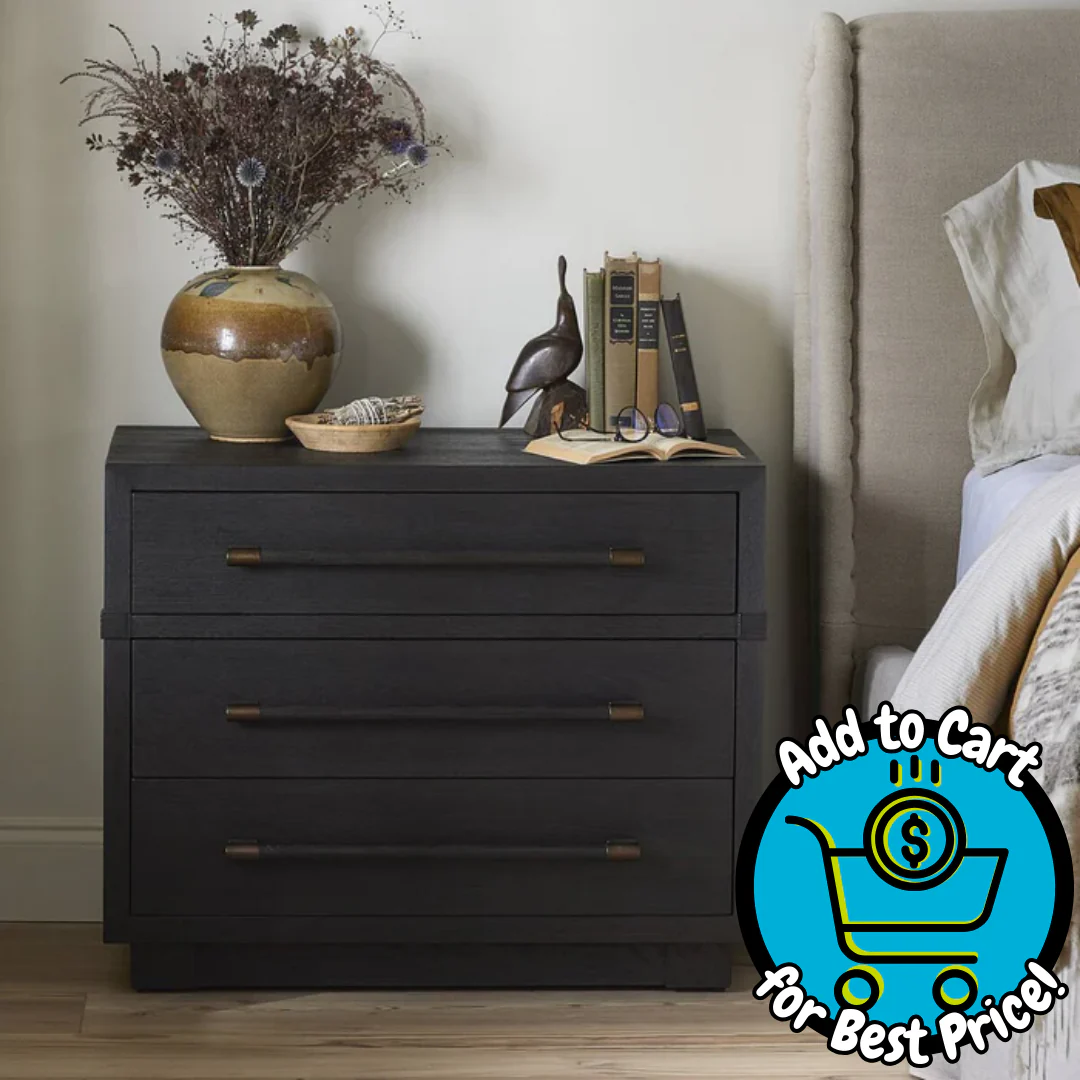 Four Hands Adolfo Nightstand - Modern Black Ash
