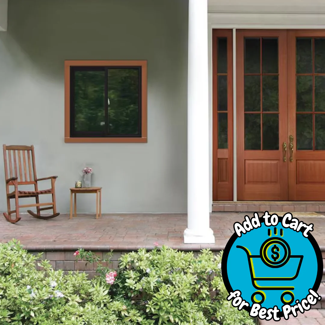 JELD-WEN V-2500 35.5" x 35.5" Left-Handed Black with White Interior Vinyl Sliding Window With Annealed Glass