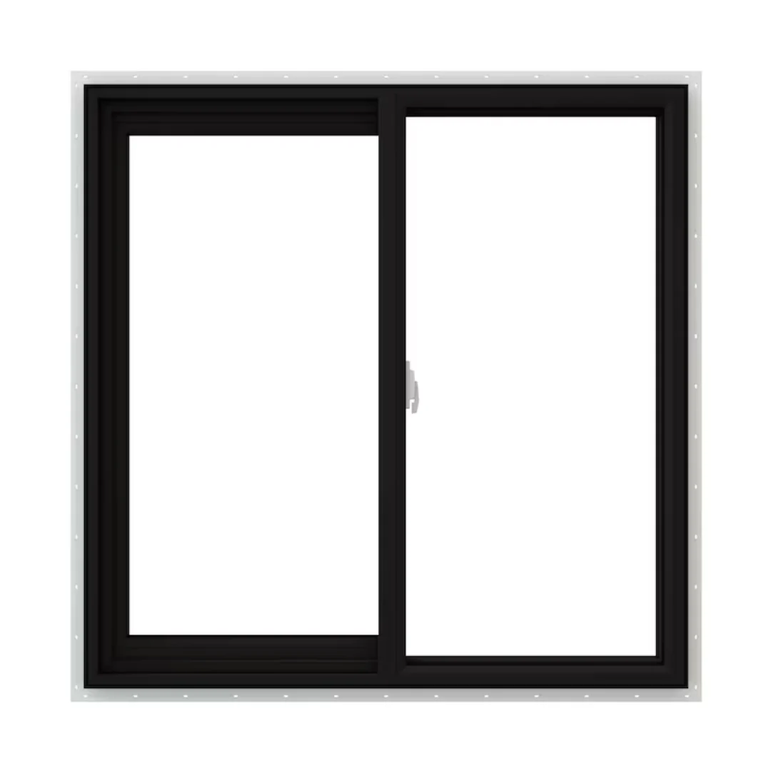 JELD-WEN V-2500 35.5" x 35.5" Left-Handed Black with White Interior Vinyl Sliding Window With Annealed Glass - Image 2