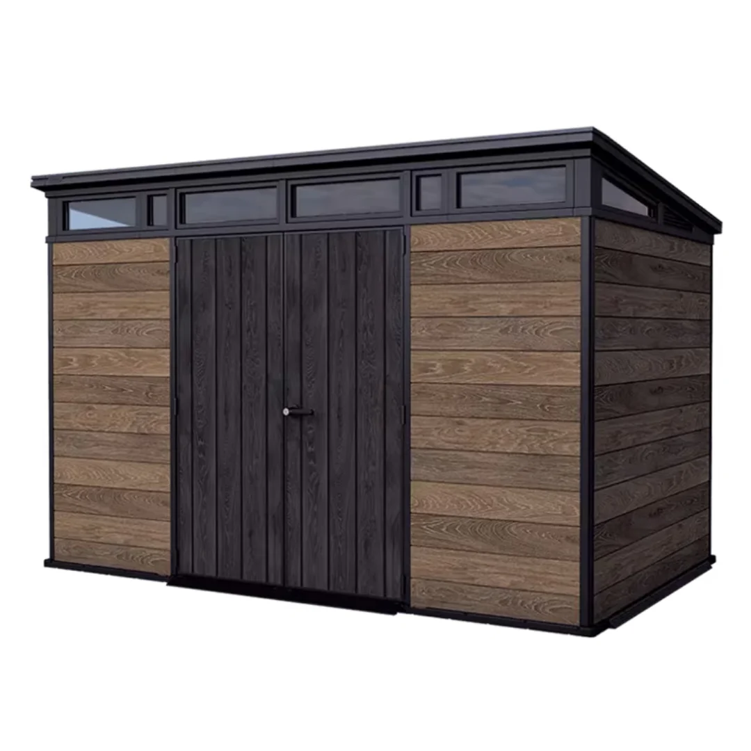 Keter Signature Collection 11x7 Modern Outdoor Storage Shed Walnut - Image 4