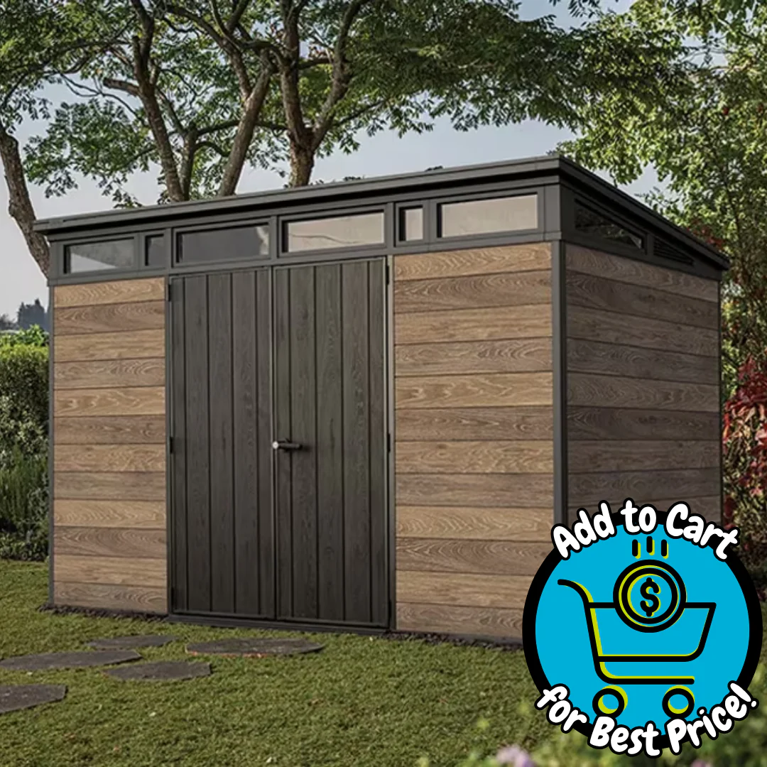Keter Signature Collection 11x7 Modern Outdoor Storage Shed Walnut - Image 6