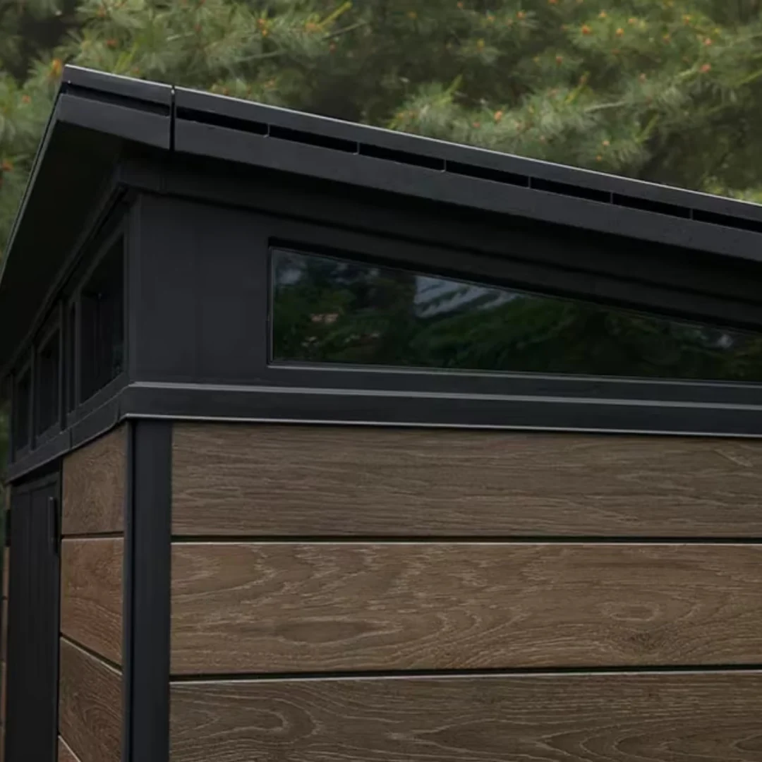 Keter Signature Collection 11x7 Modern Outdoor Storage Shed Walnut - Image 7