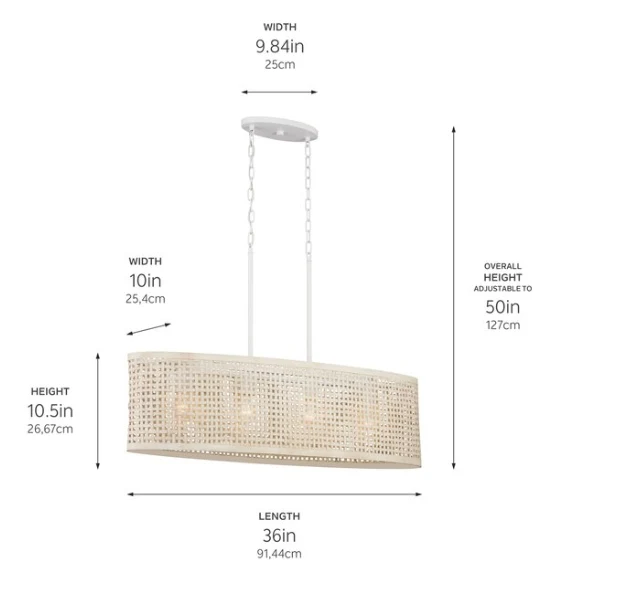 Kichler Sayulita 4 -Light White Coastal Linear Large Hanging Kitchen Island Light - Image 7