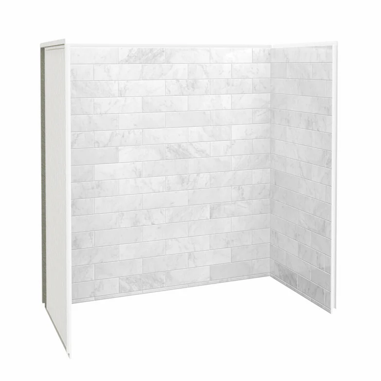 MAAX Utile 60" L x 32" W x 60" H Marble Carrara 3-Piece Direct to Stud Bathtub Surround - Image 2