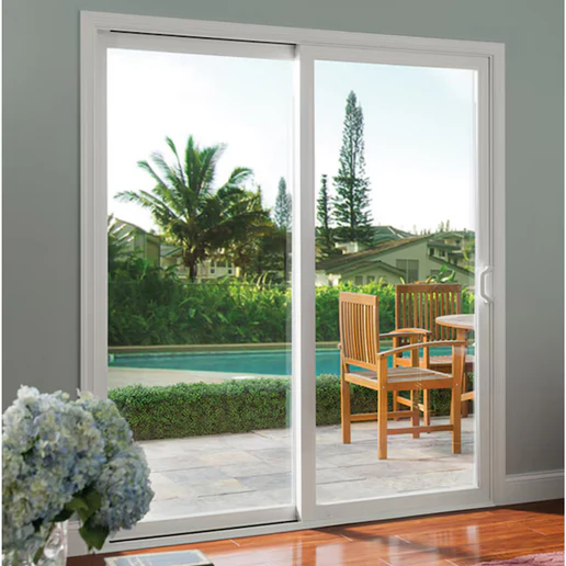 Energy Guide Milgard V400 Tuscany Series 68" x 93" Jamb White Vinyl Left-hand Sliding Patio Door Glass - Image 2