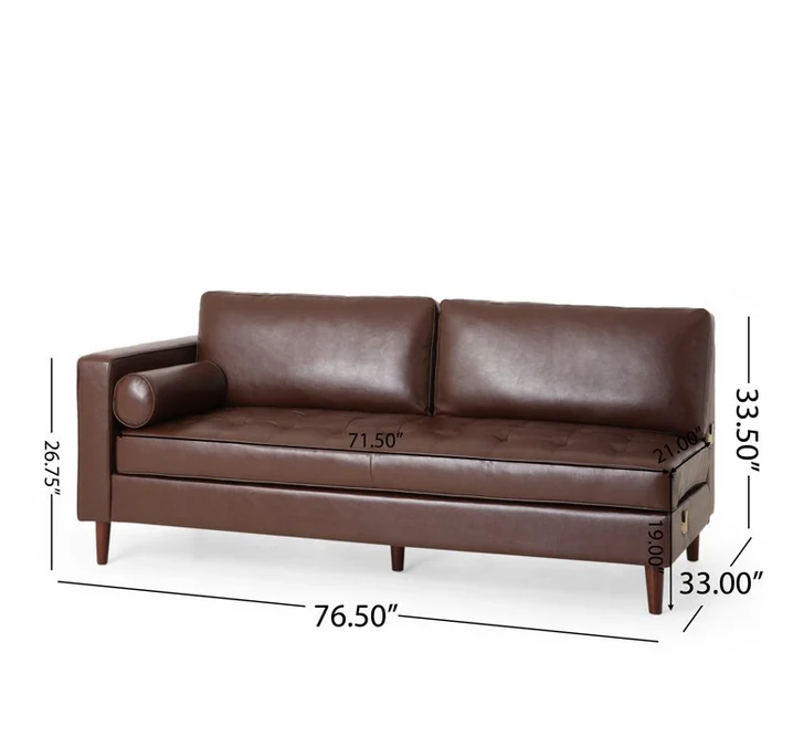 Noble House Vanlue Contemporary Faux Leather Sectional Sofa, Espresso - Image 3