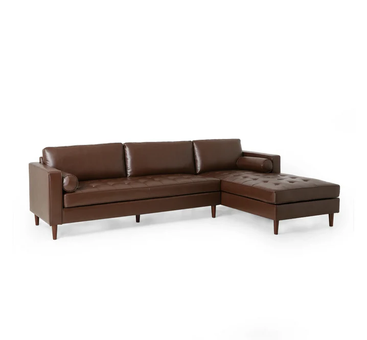 Noble House Vanlue Contemporary Faux Leather Sectional Sofa, Espresso - Image 6