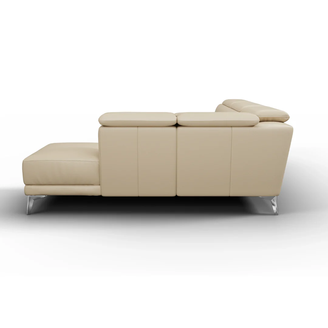 Valencia Pista Modern Top Grain Leather Reclining Sectional Sofa with Right-Hand Facing Chaise, Beige - Image 10